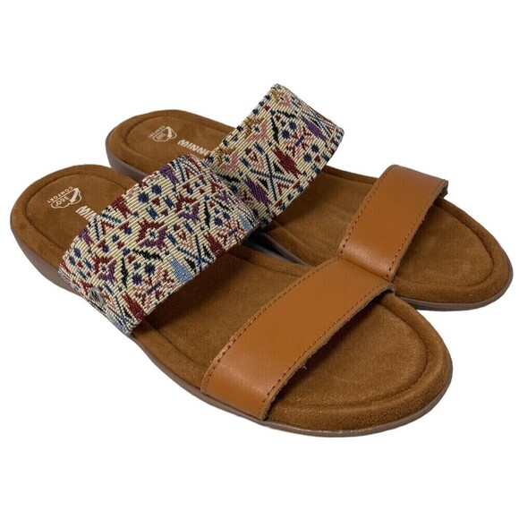 Minnetonka Sabina Women's Size 8 M Slide Sandals Shoes Tan Multicolor - Picture 3 of 11